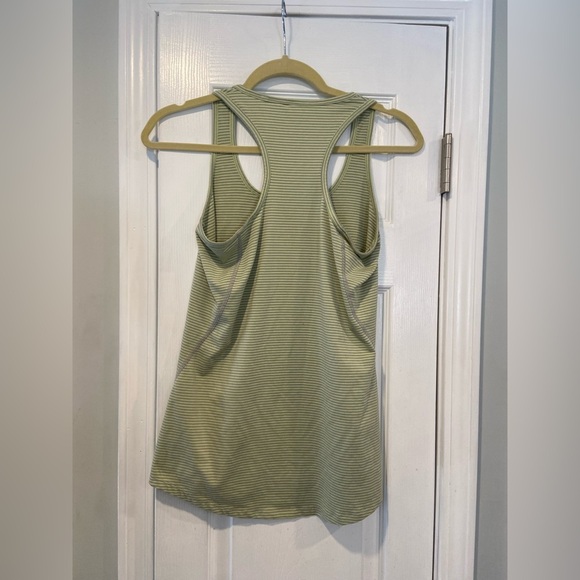 L.L. Bean Size S Green Gray Stripe Racerback Stretchy Pullover Athletic Top Logo - Picture 6 of 8